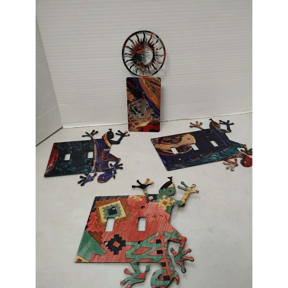 Tazart Reversible Southwest Sun Celestial & Lizard Metal Switch Plates 1, 2, 3